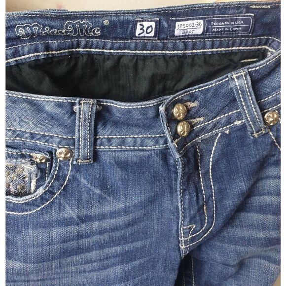 Miss Me Womens Bootcut Jeans Size 30 Embellished Pockets Denim - Picture 4 of 6